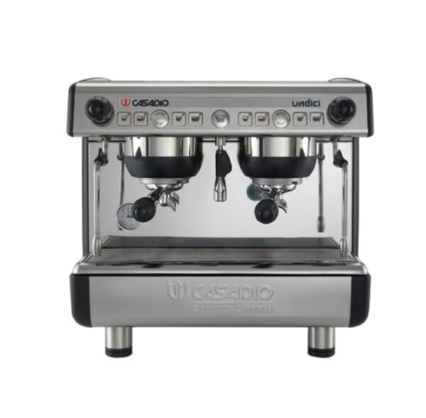 Lacimbali Casadio Undici A2 compact double group semi automatic coffee machine front black color