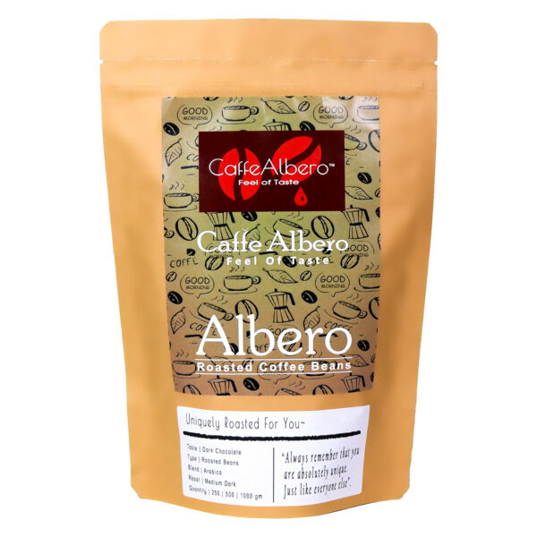 Caffe Albero- Albero blend of 100% Arabica roasted coffee beans packet front