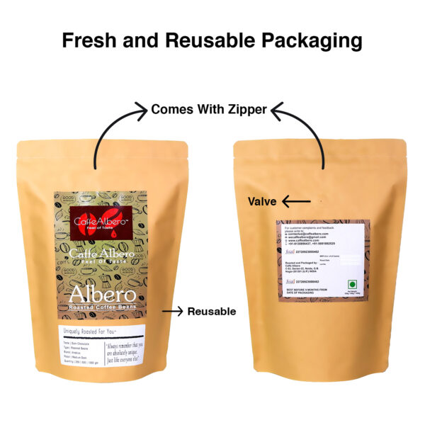 caffe albero albero arabica roasted coffee beans packaging packet 500gm