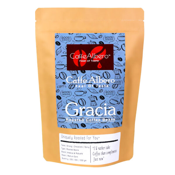 Caffe Albero Gracia roasted coffee beans 250gm packet