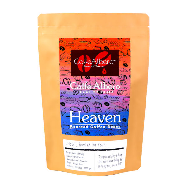 Caffe albero heaven front look roasted coffee beans