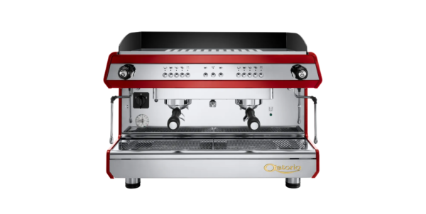 Complete front look of Astoria Tanya 2 Group Semi Automatic Coffee Machine with Steam wands Pressure Gauge and 2 Group heads