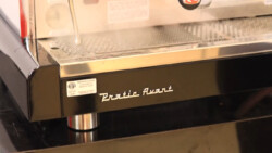 Real look of Astoria Pratic Avant written on bottom of coffee machine to the left