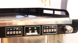 Cup Holder at the top and separate programmable Touchpad for each group head of Astoria Pratic Avant Coffee Machine